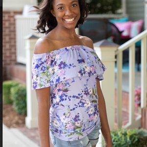 Violet floral off shoulder top